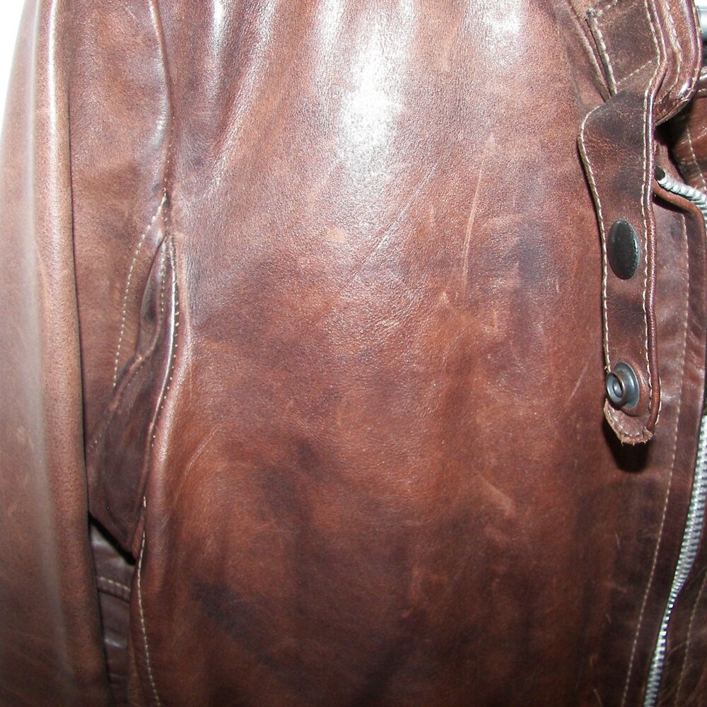 Vintage Golden Goose Giusso distressed caffe leather bomber jacket with tags - Picture 15 of 16